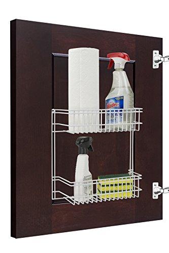 Home Basics 2 Tier Wall Mountable Wire Cabinet/ Closet Basket Organizer, White (12.5