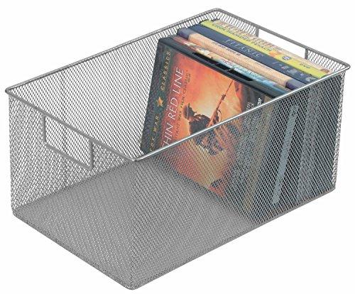 Silver Mesh Open Bin Storage Basket Organizer by YBM Home (12