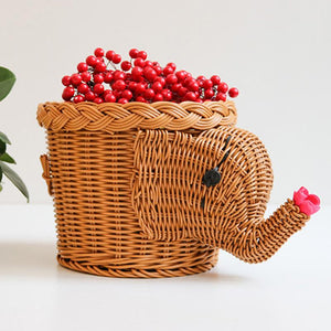 Imitated Vine Holder Basket Braided Animal Shaped Fruits Storage Rattan Woven