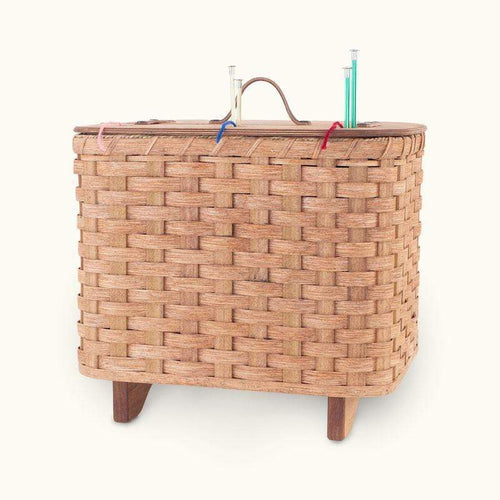 Gingerich Family Amish Wicker Crochet or Knitting Basket Storage & Organizer