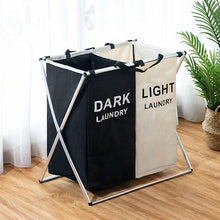 Load image into Gallery viewer, Foldable Dirty Laundry Basket Organizer Printed Collapsible Three Grid Home Laundry Hamper Sorter Laundry Basket Large