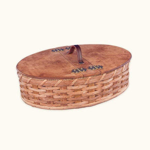 Gingerich Family Amish Handwoven Wicker Oval Sewing Basket Organizer Case with Lid