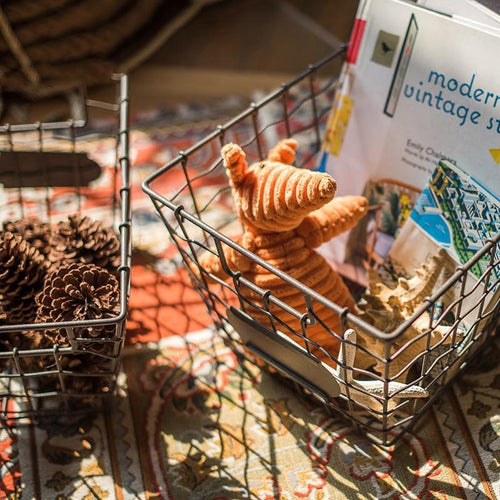 Wire Basket Organizer with Label Holder RusticReach 