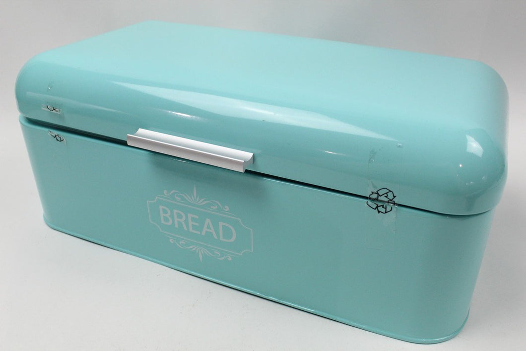 Vintage Bread Box For Kitchen Stainless Steel Metal in Retro Turquoise- USED - BuyLow Warehouse